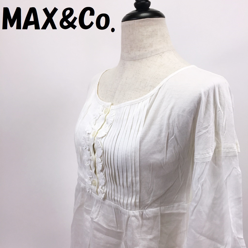 【人気】MAX&Co./マックスアンドコー 長袖カットソー ブラウス シャツ ホワイト サイズ40 レディース/S1676拍卖