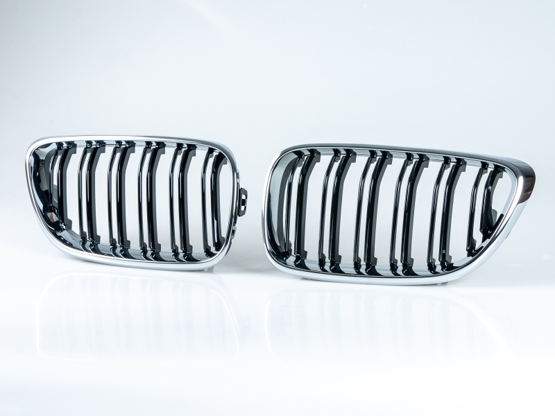 BMW用 2シリーズ F22 F23 F87用 M2スタイル ダブルリブフロントグリルメッシュグリル クロームメッキ×マットブラック拍卖