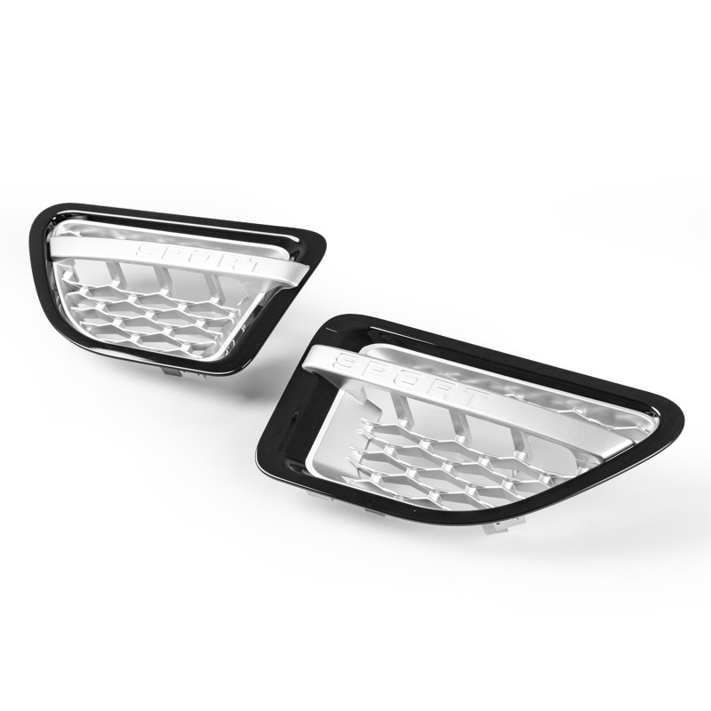 ランドレンジローバー用スポーツL320用 2006-2009 サイドフェンダーベントグリルブラック×シルバー L494スタイル拍卖