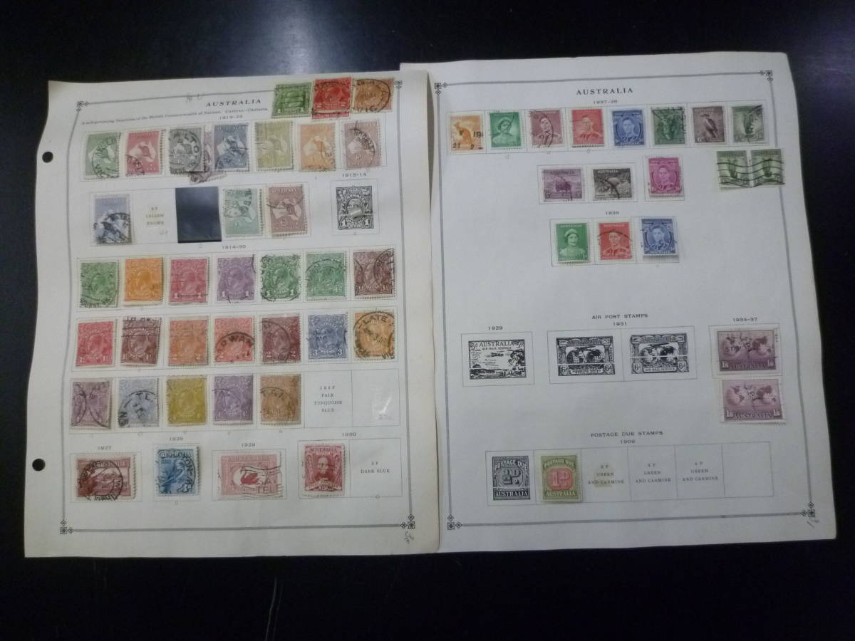 21MI S A3 オーストラリア切手 クラシック 1913-38年 SC#1~ 各種 計2リーフ 使用済拍卖