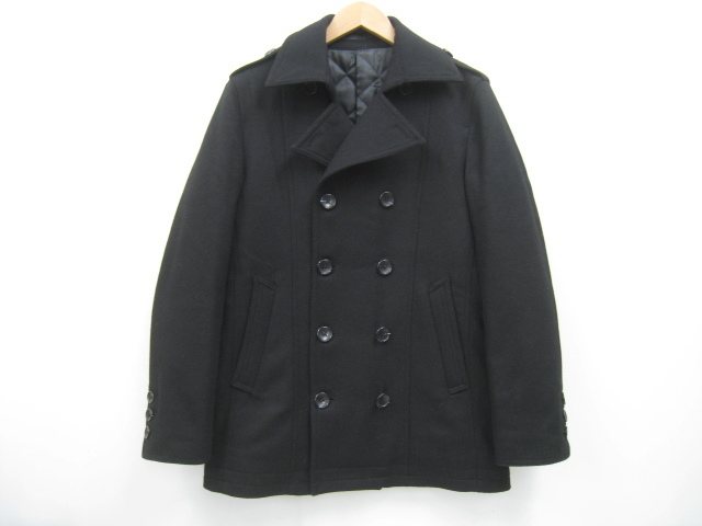 MICHEL KLEIN HOMME ミッシェルクラン オム ウール混 ピーコート ブラック 黒 サイズ46拍卖