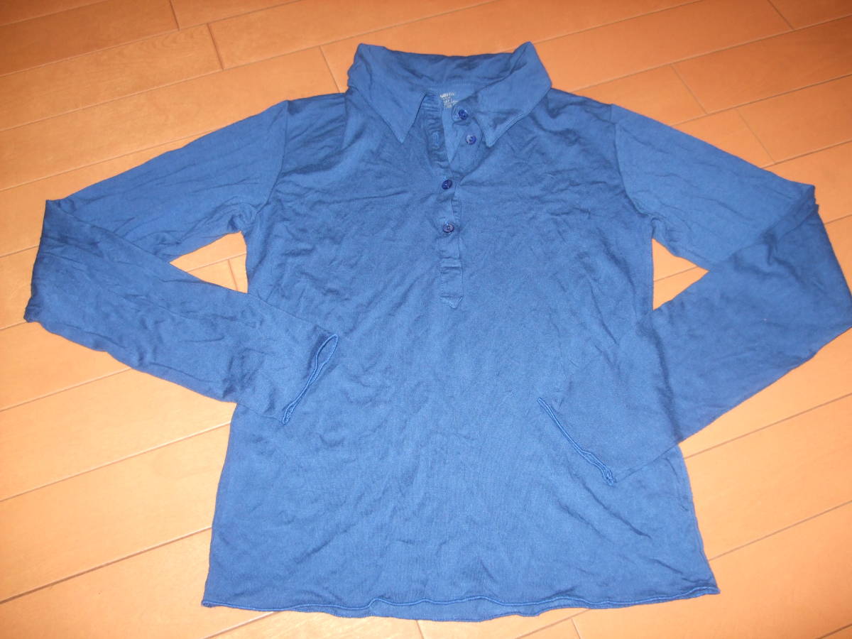 即決☆MAJESTIC PARIS 襟付カットソー☆サイズ1 ロイヤルブルー拍卖