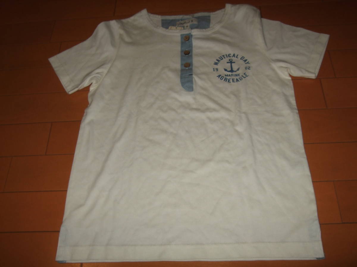 新品未使用即決☆PORTLAND マリン風ヘンリーネックカットソー☆サイズ2 難有り拍卖