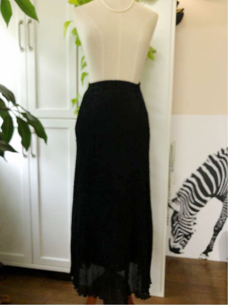 美品♪CLASS ELSA黒のマキシ丈ロングスカートウエストゴム結婚式パーティ音楽会B2拍卖