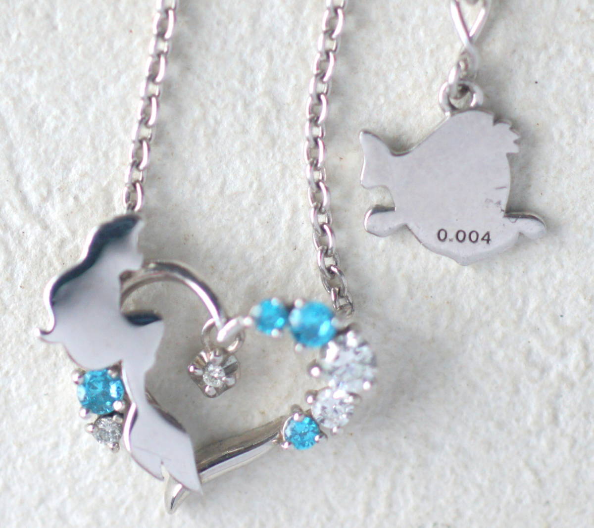 ディズニー シルバー925製 アリエル リトルマーメイド ハート ネックレス 公式 天然ダイヤモンド0.004ct付き拍卖