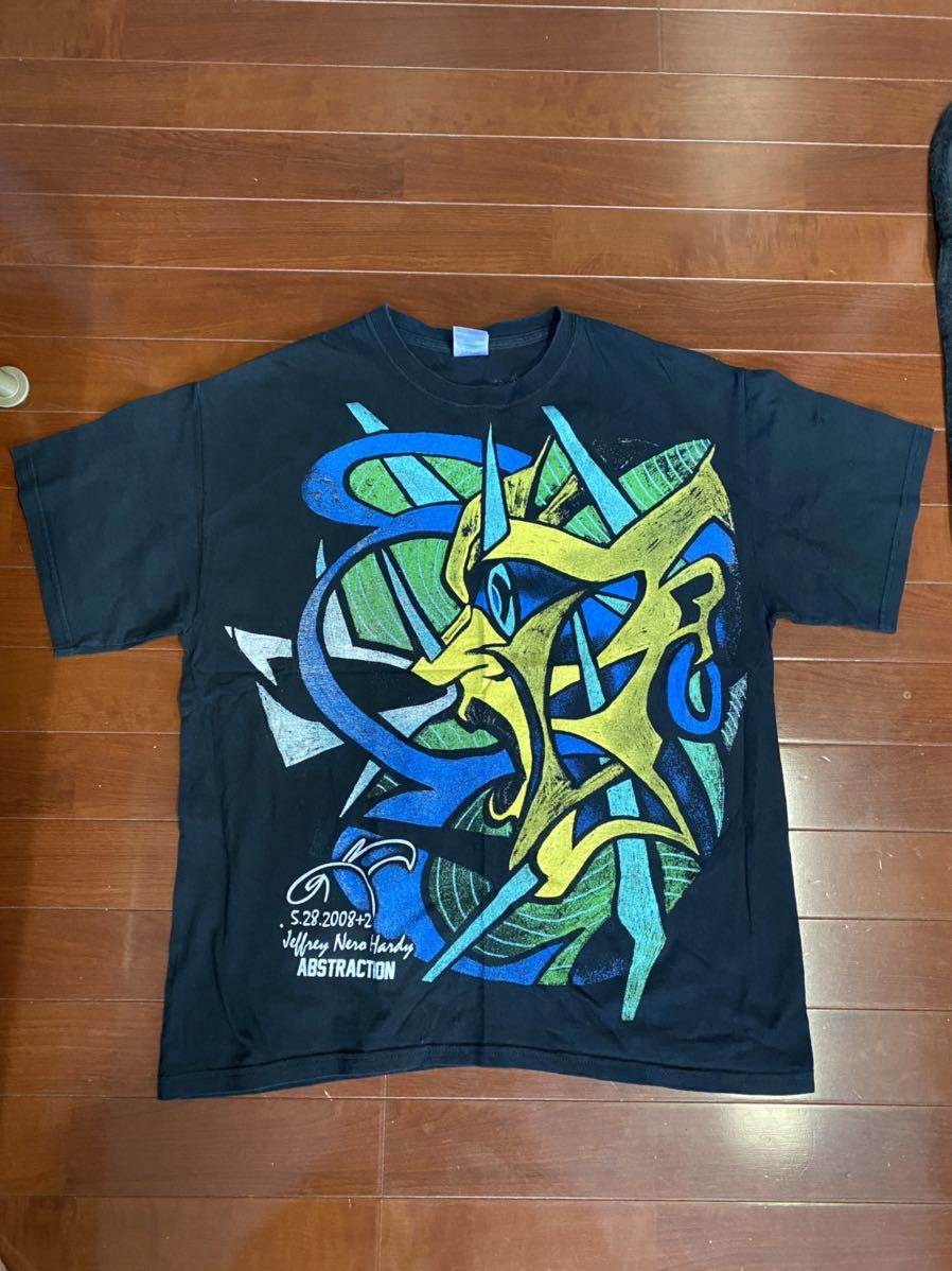 希少 ABSTRACTION Tシャツ アートT L ブラック リキッドブルー 拍卖