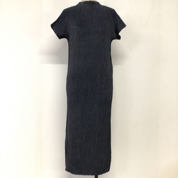 【抜群なデザイン】良品 MONCHEZ プリーツロングワンピース レディース 9号 M グレー拍卖