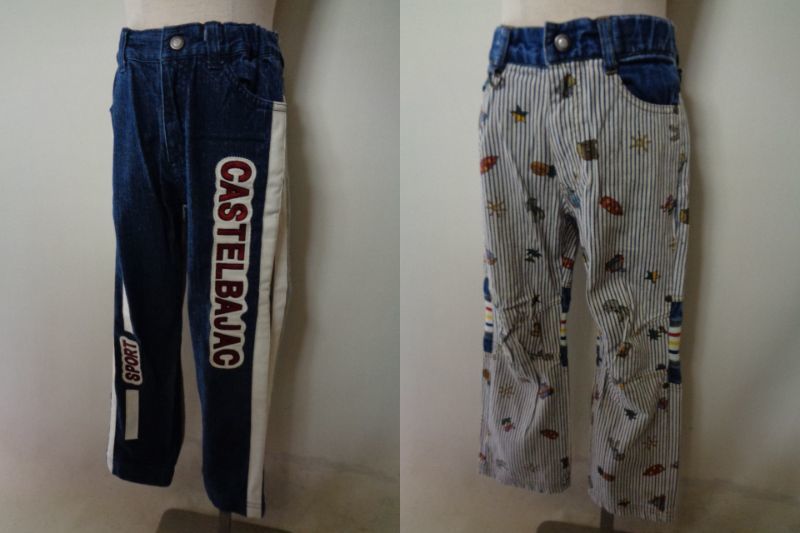 CASTELBAJAC カステルバジャック パンツ デニム サイズ110 2セット ストレッチ 総柄 キッズ スウェット ワッペン拍卖