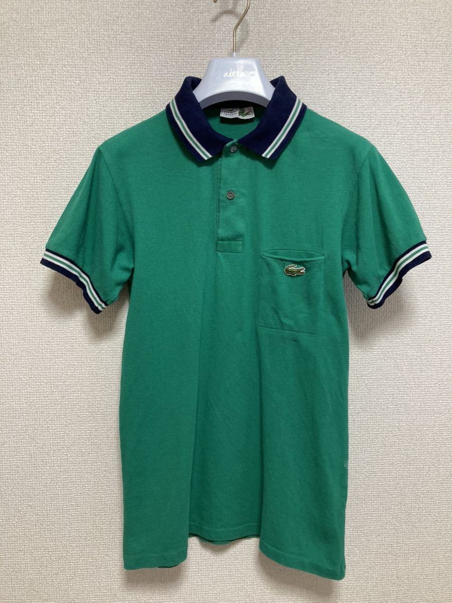 70's ヨーロッパヴィンテージ CHEMISE LACOSTE ラコステポロシャツ 半袖ポロシャツ ラコステ フランス製 2 緑拍卖