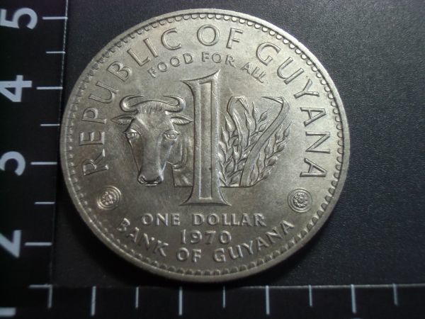 ガイアナ 1970年 1ドル硬貨 FAO記念 未 拍卖