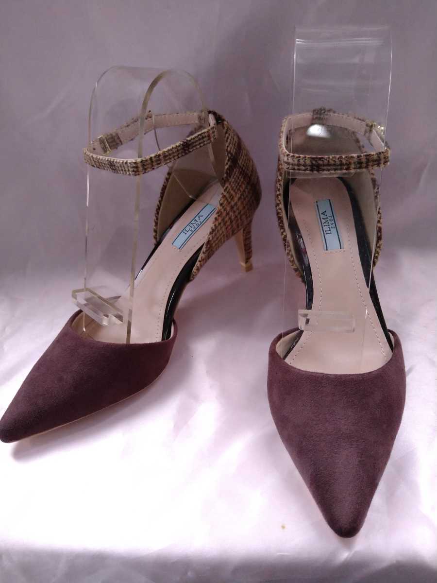 新品【22.5cm】ILIMA ポインテッドトゥ ストラップパンプス イリマ イーボル拍卖