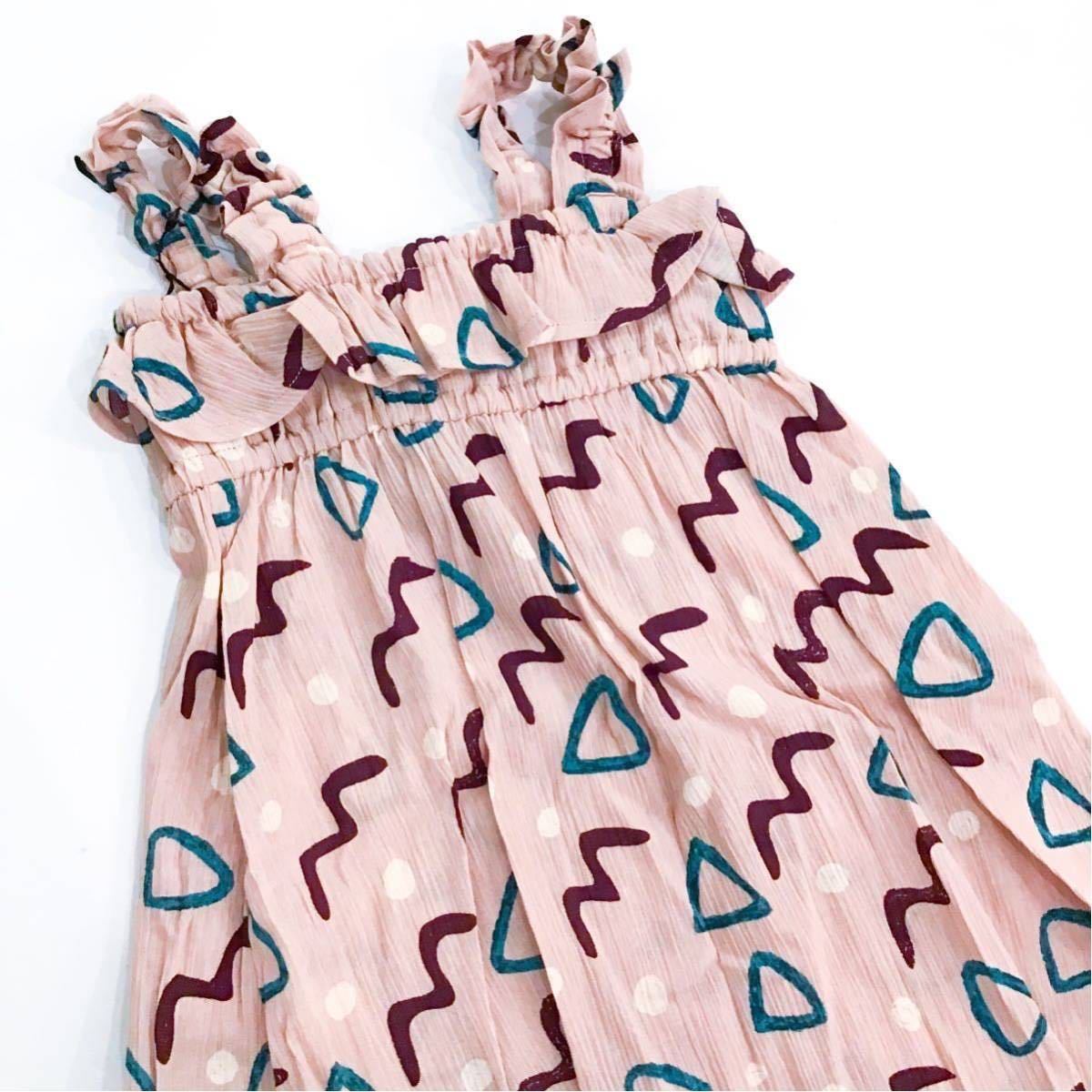 新品 120cm FO セラフ seraph ノースリーブ ワンピース おしゃれ かわいい 夏 金川カモメ ポップ 幾何学 サマードレス コラボ拍卖