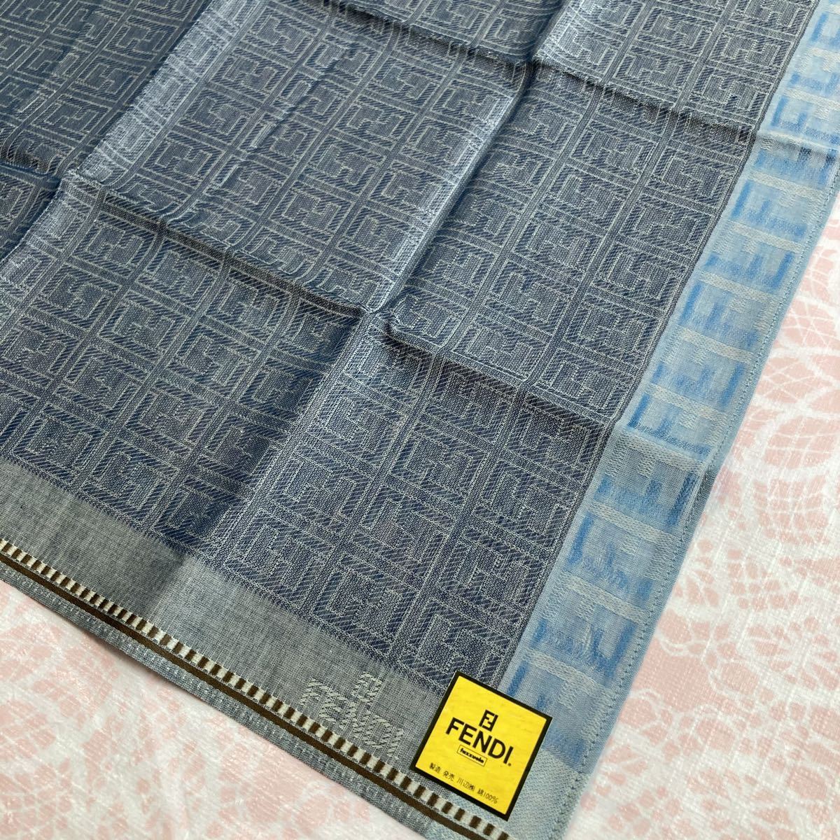 【レア】新品/FENDI/大判ハンカチ/正規品/フェンディ/未使用/即決/匿名発送/スカーフ/y/ストール/ズッカ柄/メンズ/紳士用/青/ネイビー/42拍卖