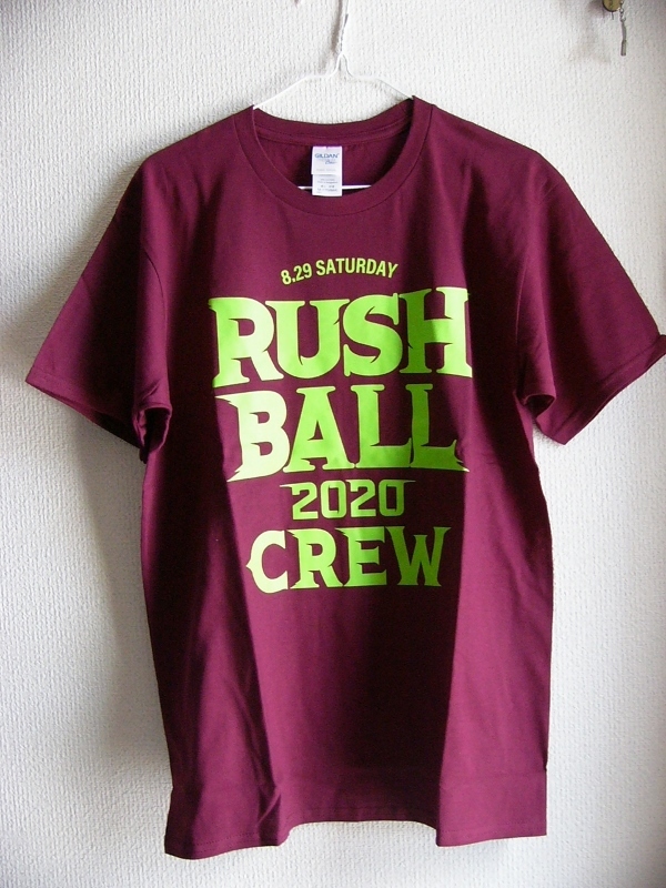 未使用 RUSH BALL 2020 ラッシュボール ♪ クルー スタッフ Tシャツ M えんじ色拍卖