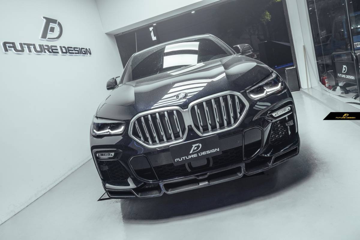 【FUTURE DESIGN】BMW Xシリーズ X6 G06 Mスポーツ フロントバンパー用リップスポイラー 本物DryCarbon ドライカーボン カスタム エアロ M拍卖