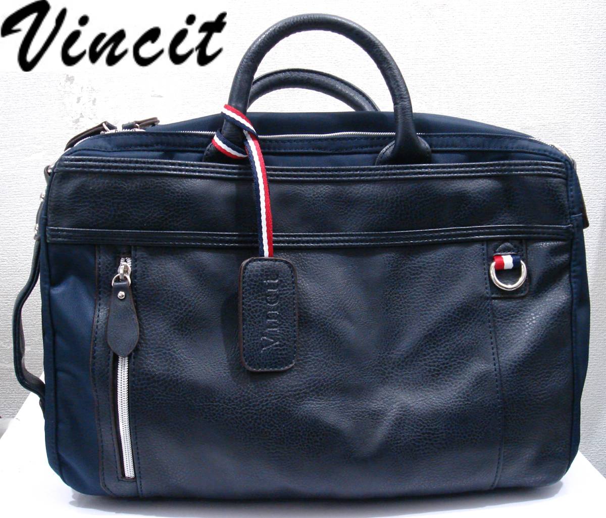 送料無料 訳あり新品VincitビジネスバッグKZ-9894ネイビー3WAYリュックPCショルダー メンズ書類かばんブリーフケース紺ヴィンシット拍卖