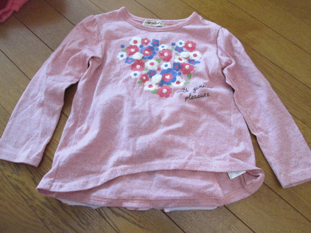 110 美品 長袖 ピンクの花柄カットソー拍卖