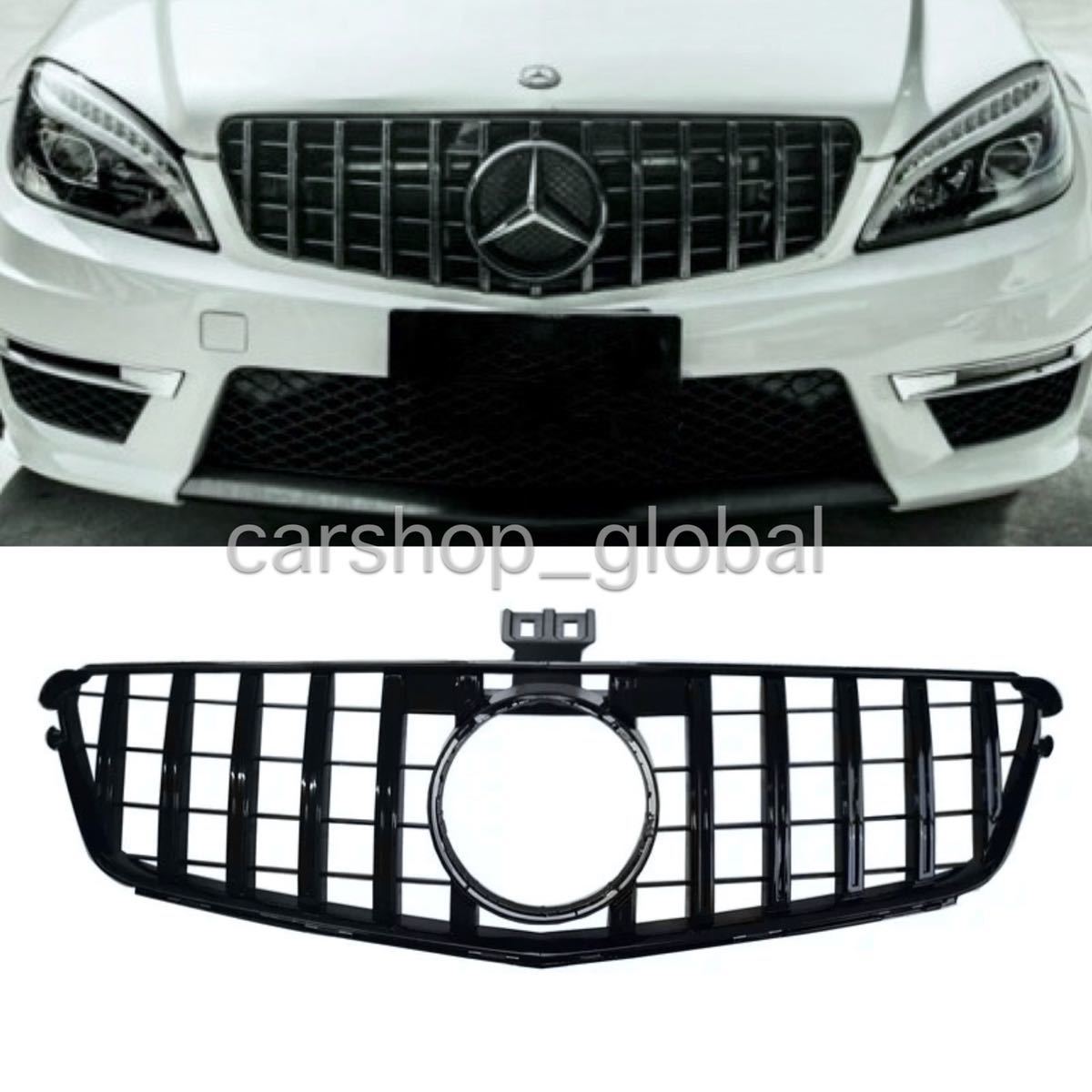 メルセデス ベンツ Cクラス W204 フロントグリル パナメリカーナ ブラックストライプ GTR AMG スポーツ 2007~2013年モデル拍卖