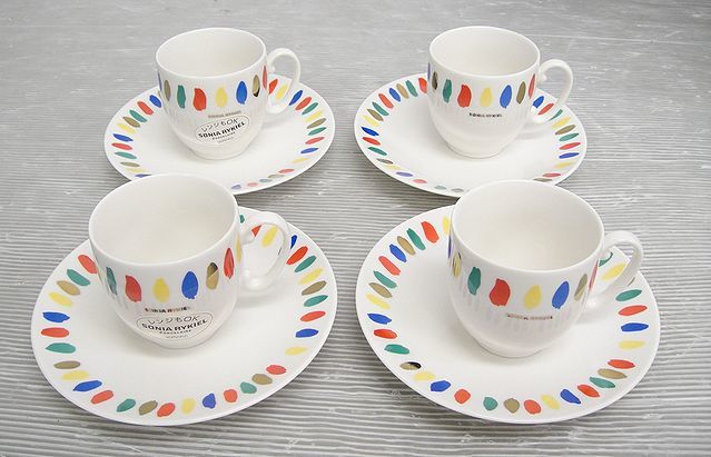 【NH539】SONIA RYKIEL ソニアリキエル パレット ペア碗皿 SR-9008 2箱セット 4客 コーヒーカップ ソーサー ヤマカ陶器拍卖