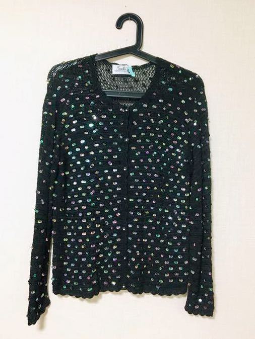 カーディガン 手編み 総スパンコール サマー レディース★k25 長袖拍卖