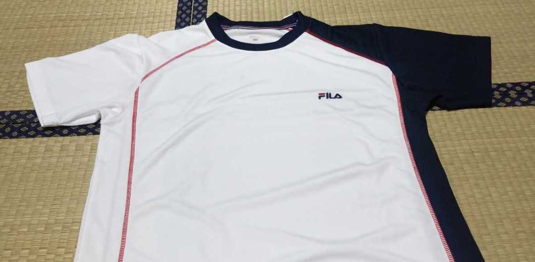 《新品》FILA 速乾半袖Tシャツ L 白×紺拍卖