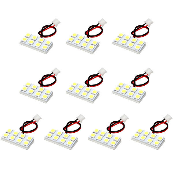 10個セット●● 24V SMD8連 2×4 LED 基板 端子形状T10 3チップ総発光数24発 ルームランプ ホワイト 大型車用拍卖