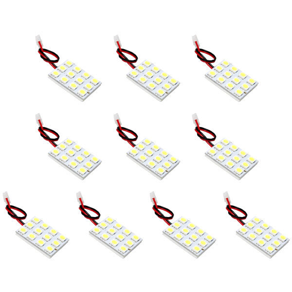 10個セット●● 12V SMD12連3×4 LED 基板 端子形状BA15s (G18/S25シングル) 3チップ総発光数36発 ルームランプ ホワイト拍卖