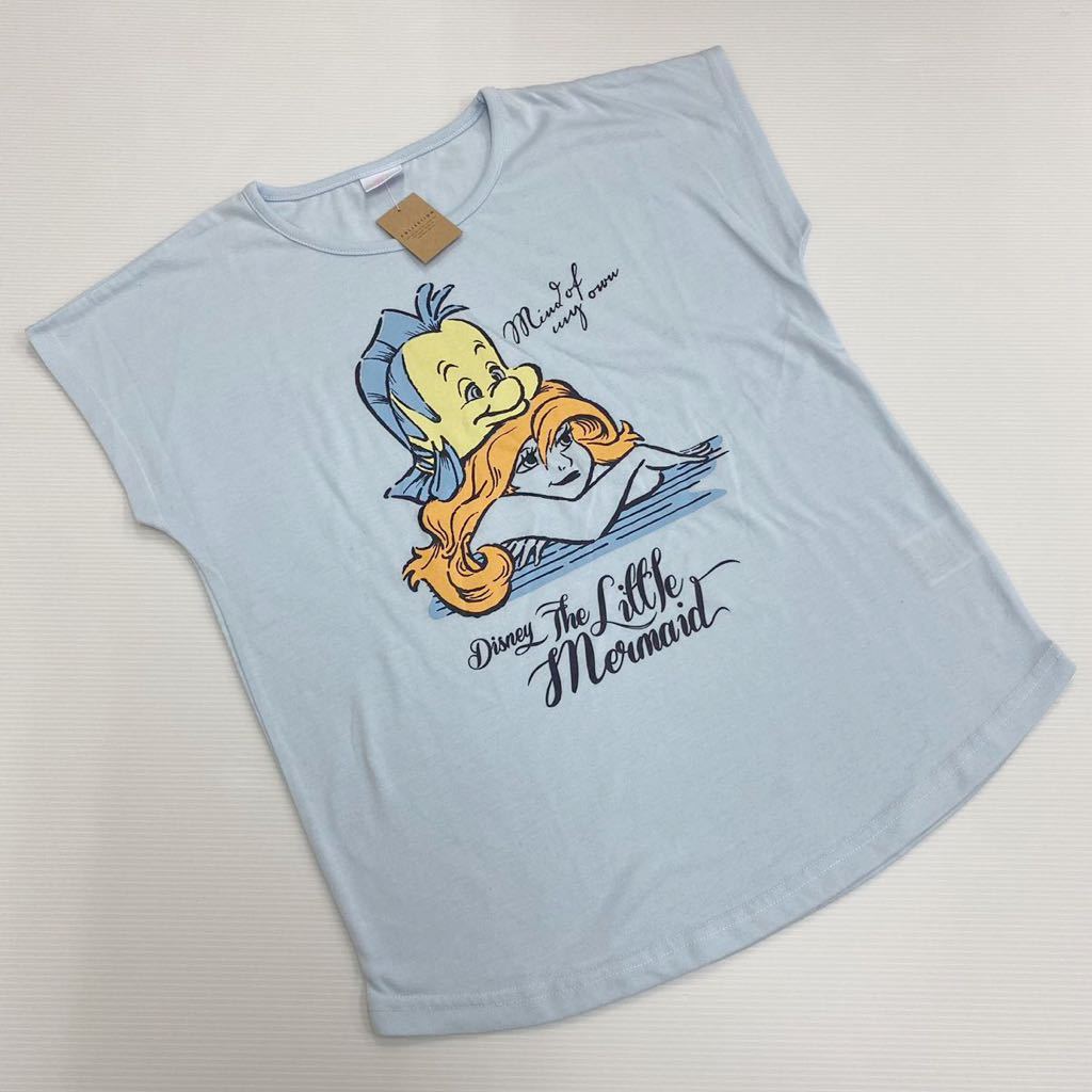 1点のみ新品14130アリエル水色ライトブルー半袖Tシャツフランダー150㎝ 半袖プリントTシャツディズニー女の子キッズジュニア通学パジャマ拍卖