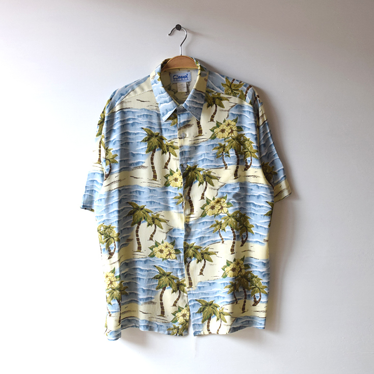 【送料無料】古着 レーヨン アロハシャツ ハワイアンシャツ メンズL Casual POINTE USA アメリカ古着 CB0318拍卖