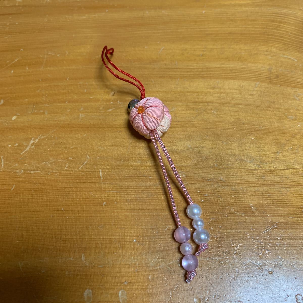 和風 手毬 手鞠 鈴 ビーズ ピンク キーホルダー ストラップ 携帯ストラップ 新品 未使用品 送料無料拍卖