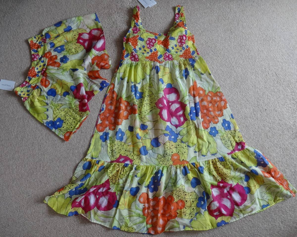 ツモリチサト☆ワコール新品カップ付キャミソール ドレス ワンピースL&タップパンツM★フルーツ天国ネコYE日本製 送料185円追跡OK!拍卖