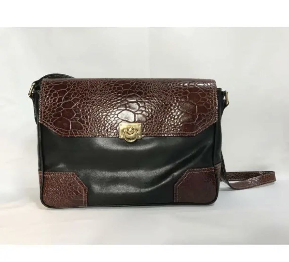 新品同様本物ジョンアントニオショルダーバッグ黒ブラック茶レディースメンズトラベル拍卖