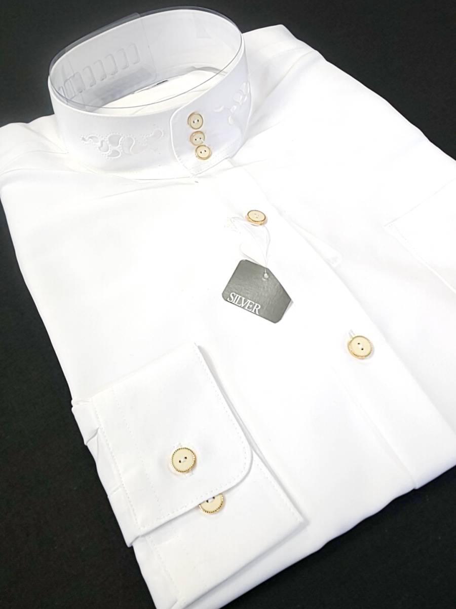 新品 SALE!! 送料無料 K.EMJO スタンドカラー ドレスシャツ Mサイズ ゆったり ダンス カラオケ パーティー 日本製 N0075-1拍卖