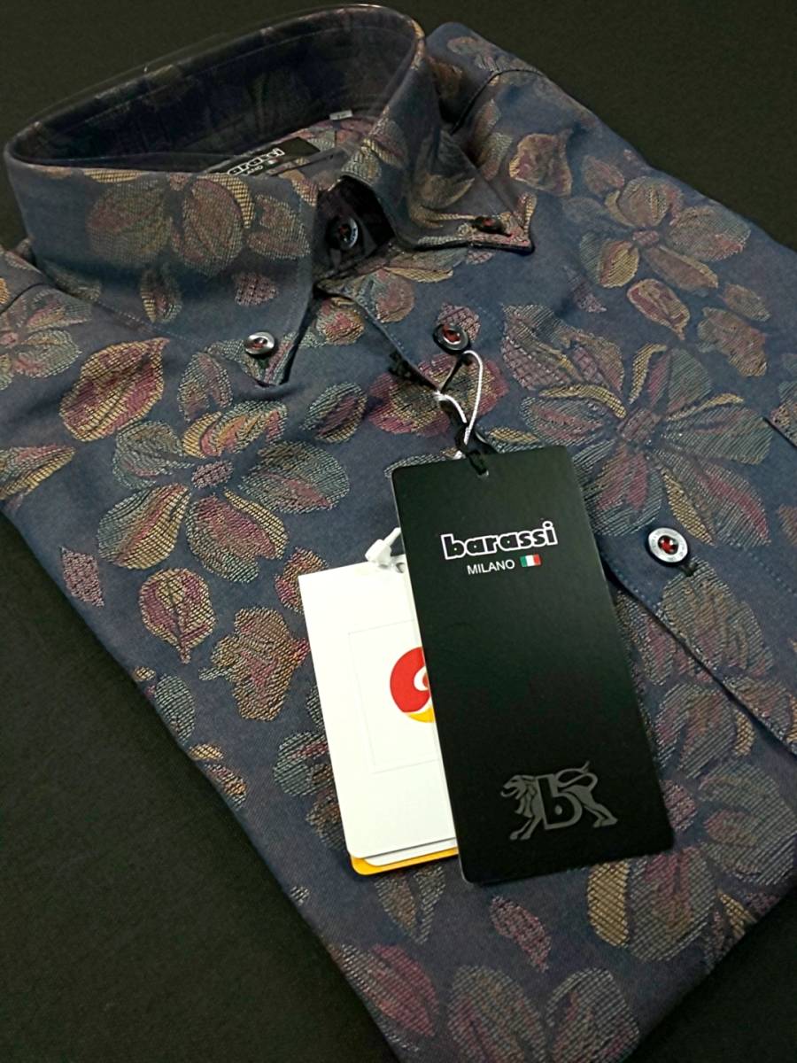 新品 SALE!! 特別価格!! 送料無料 barassi バラシ ボタンダウン カジュアルシャツ 48 Lサイズ 日本製 紫 8150-1014拍卖