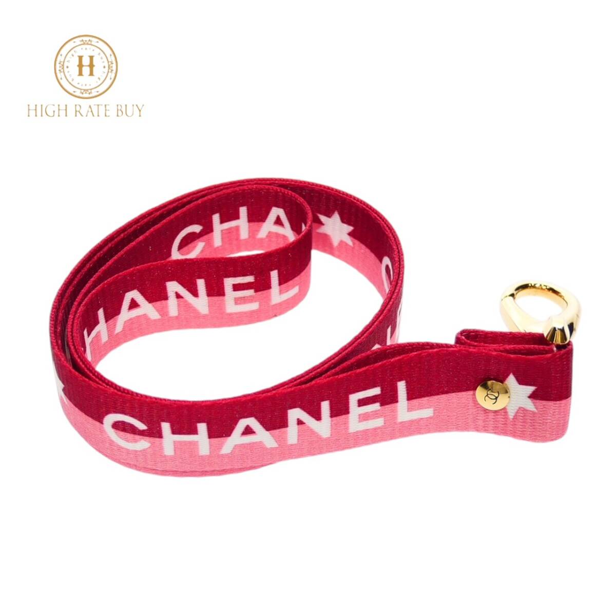 1円スタート 美品 CHANEL シャネル ネックストラップ 01P ゴールド金具 ロゴ カードストラップ ネックホルダー ナイロン レッド レディース拍卖