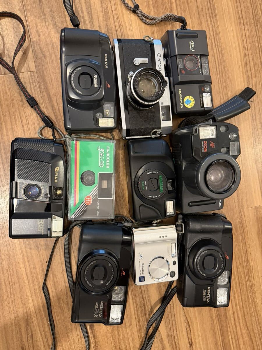 ジャンクカメラ10点まとめ Canon P OLYMPUS PENTAX FUJI AF1 他 フィルムカメラ 大量セット 動作未確認拍卖