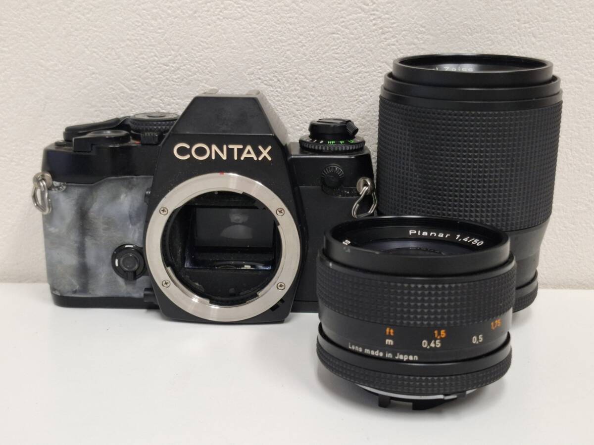【貴重/ボディ+Carl Zeissレンズ2点セット】CONTAX 159MM レンズ Carl Zeiss Planrar 1,4/50 Sonnar 2,8/135 フィルムカメラ コンタックス拍卖
