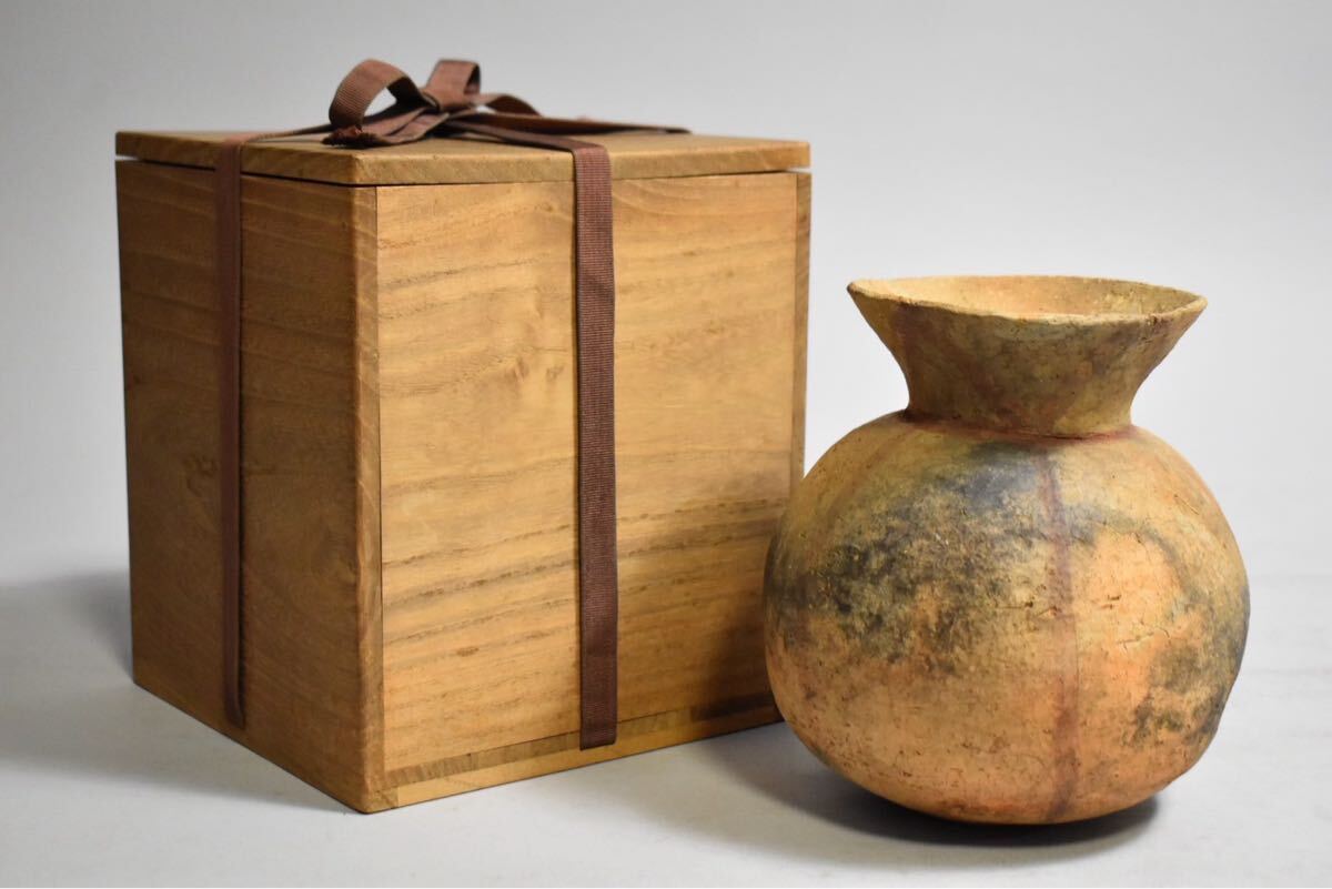 【英】A1577 時代 弥生土器壺 日本美術 炻器 発掘 出土 土器 壷 骨董品 美術品 古美術 時代品 pd拍卖
