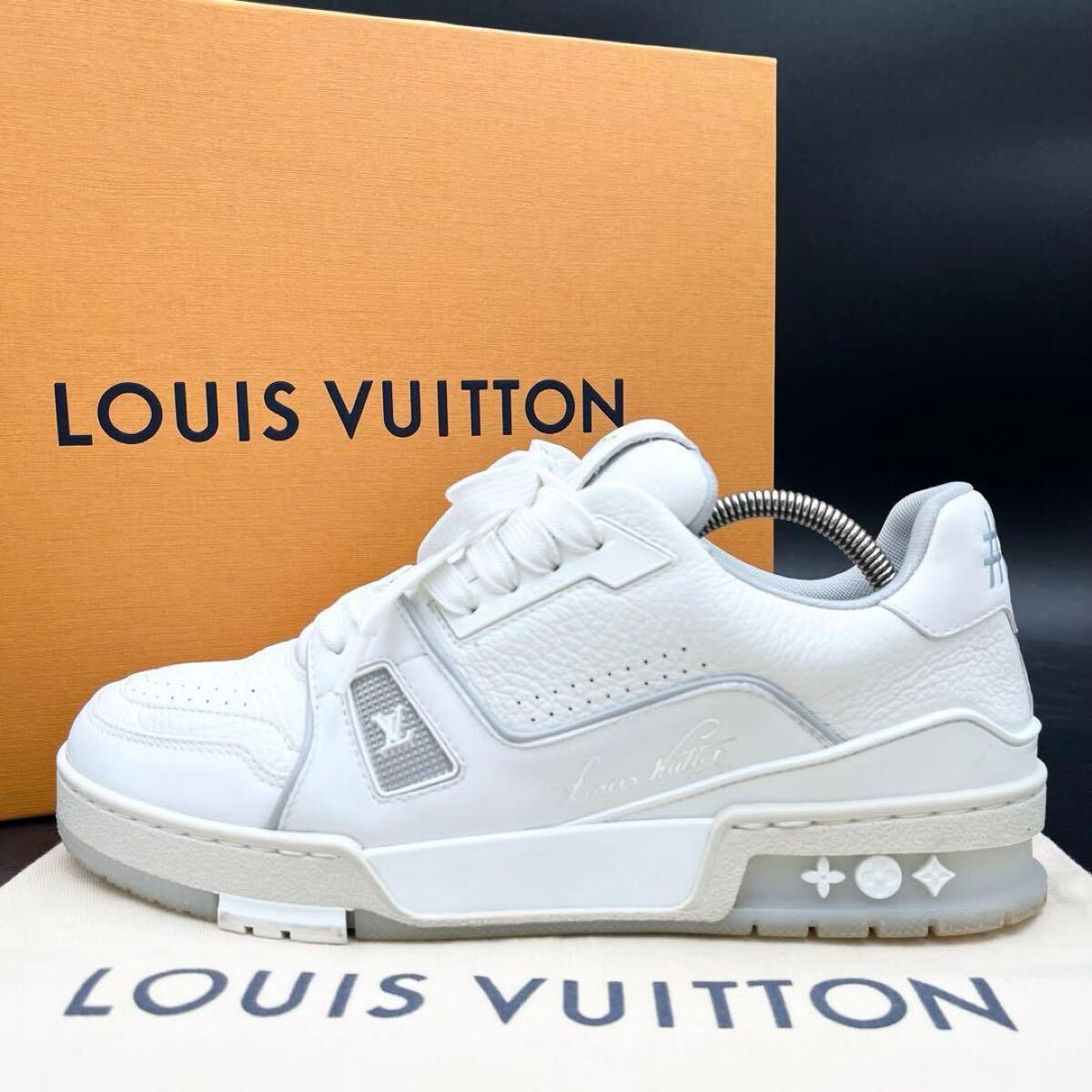 1円 【24年製/美品】 LOUIS VUITTON ルイヴィトン LVトレイナー #54 LVロゴ レザー ホワイト メンズ スニーカー 靴 シューズ 25.5cm相当拍卖