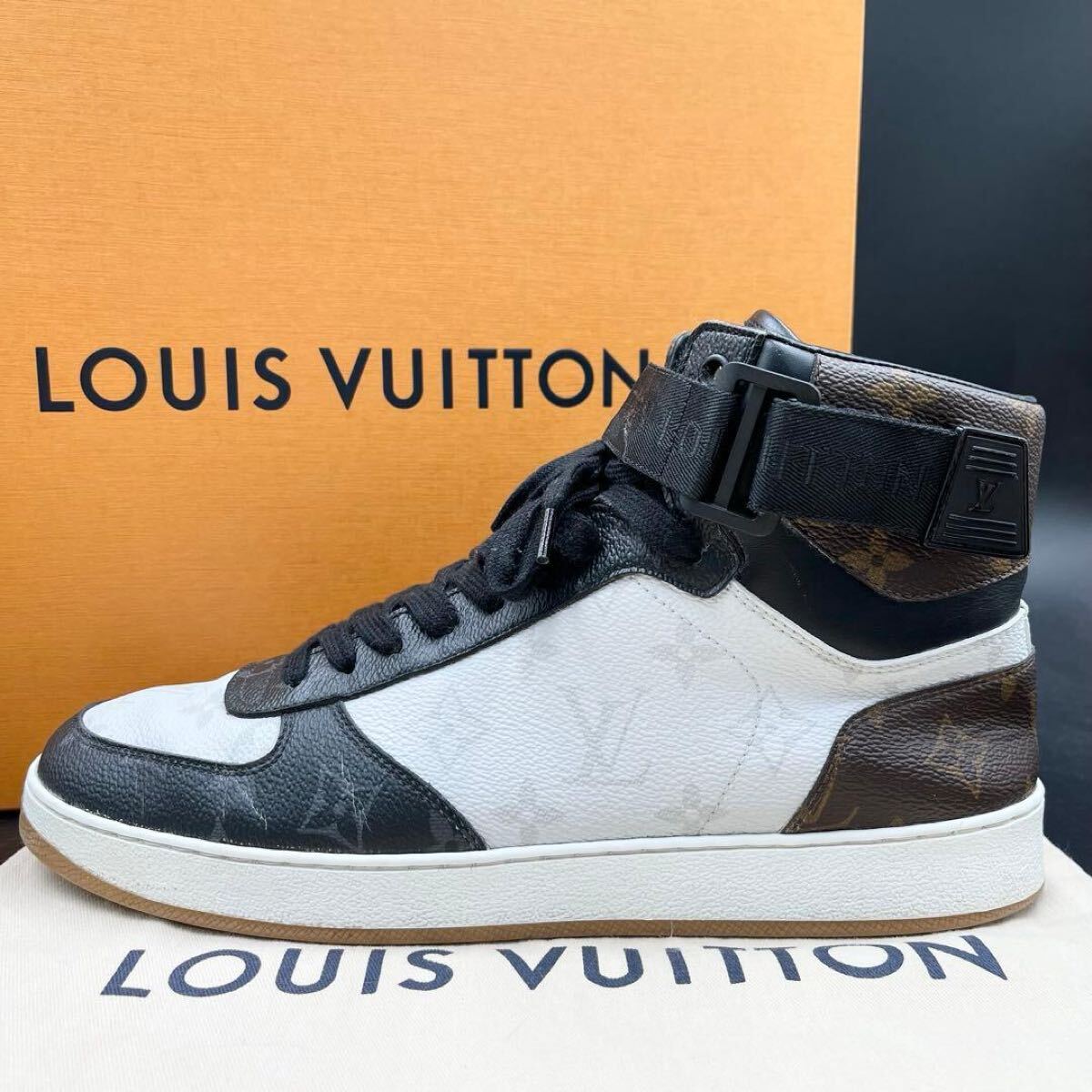 1円 【美品】 LOUIS VUITTON ルイヴィトン リヴォリライン ベルクロ モノグラム レザー ハイカット メンズ スニーカー 靴 シューズ 26cm拍卖