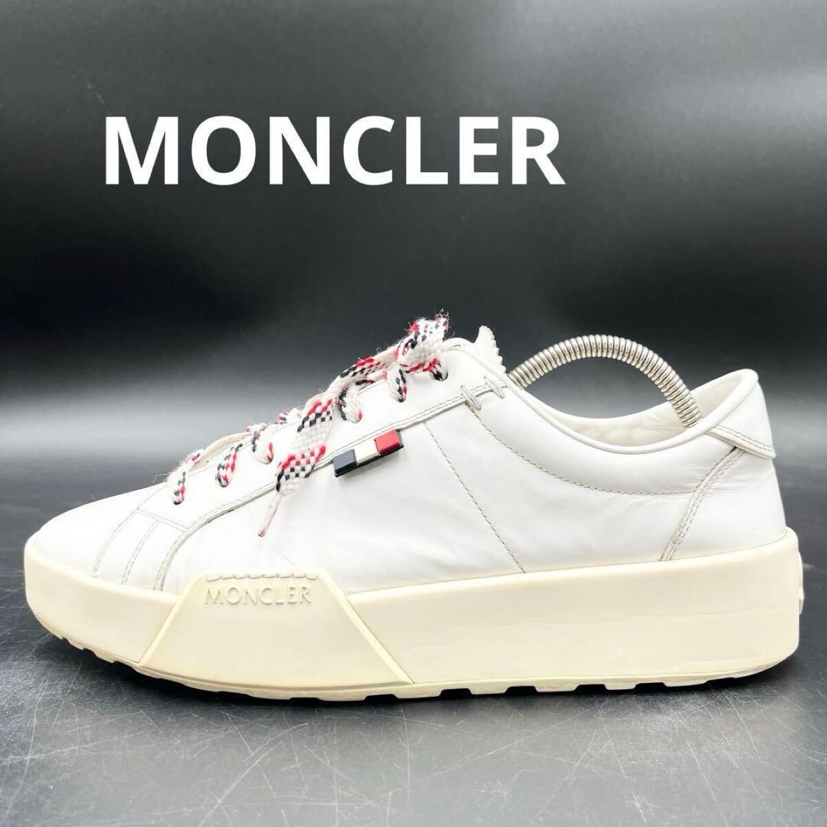 1円 【美品】 MONCLER モンクレール Promyx プロミクス トリコロール ロゴ レザー ホワイト メンズ スニーカー シューズ 靴 26cm相当拍卖