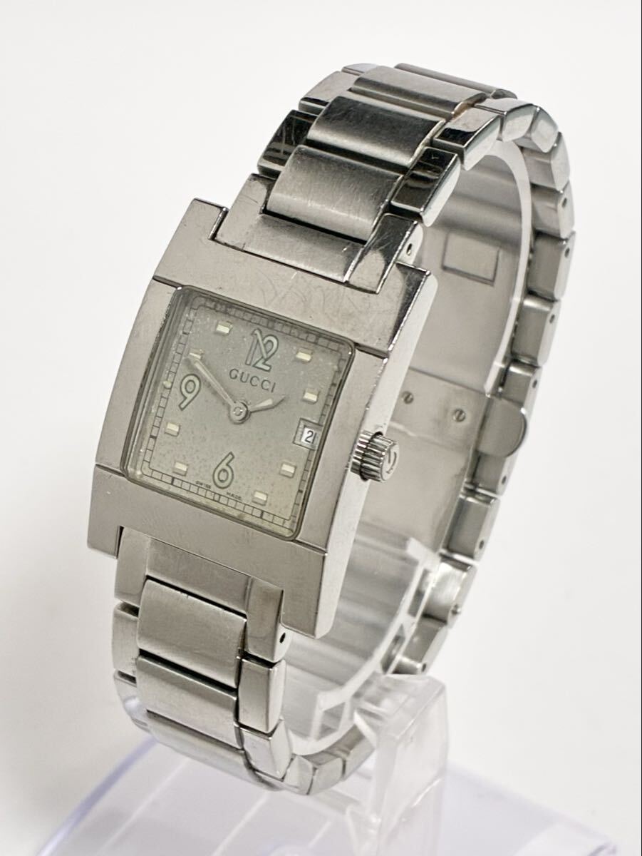 W424 1スタート GUCCI グッチ 腕時計 7700L クォーツ メンズ スクエア デイト SS 2針 動作確認済 稼働品 拍卖