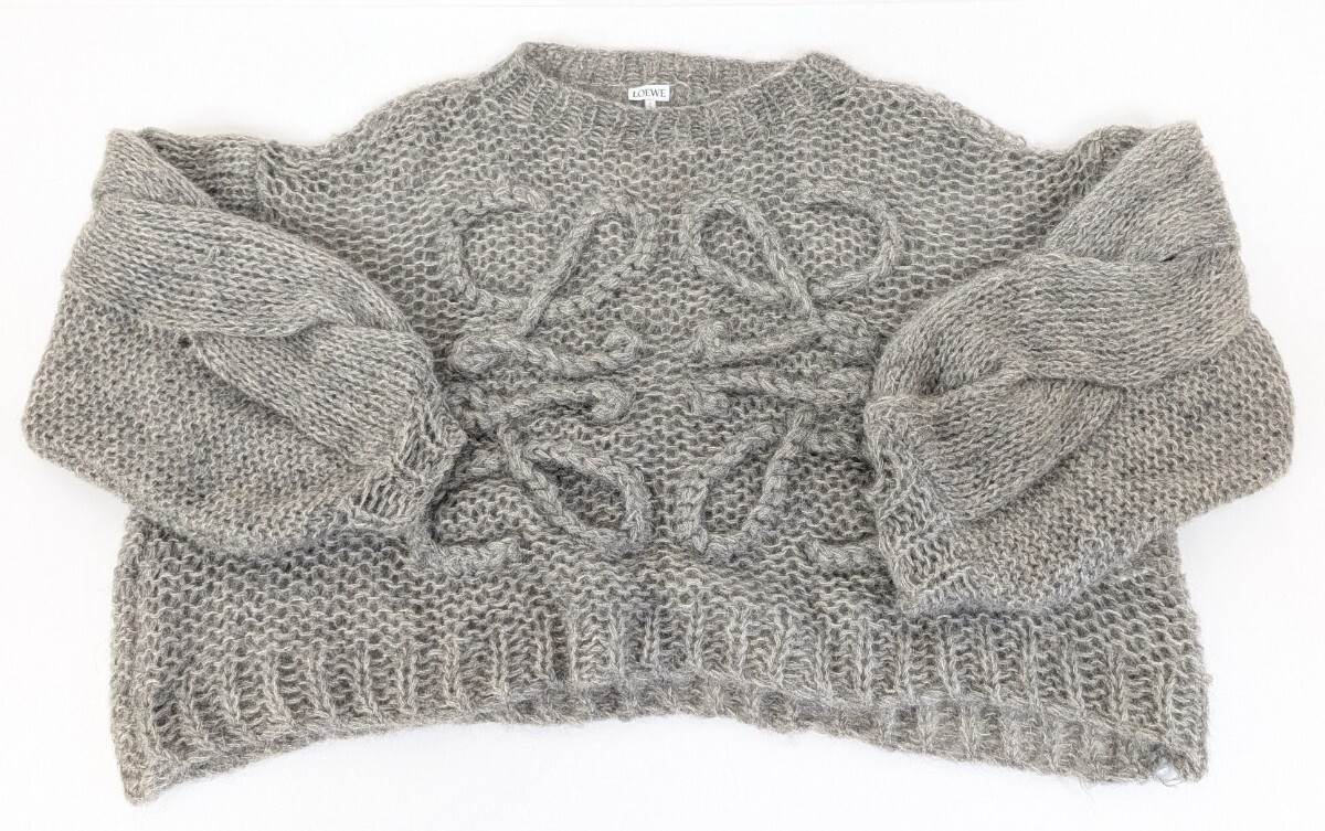 【SR008】 LOEWE ニット SIZE XS ロエベ アナグラム モヘア 長袖 セーター トップス グレーメランジ ブランド 衣類 レディース 女性拍卖