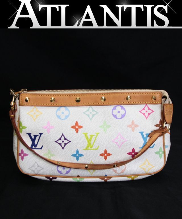 LOUIS VUITTON ルイヴィトン ポシェットアクセソワール アクセサリーポーチ モノグラム マルチカラー 白 M92649 【75227】拍卖