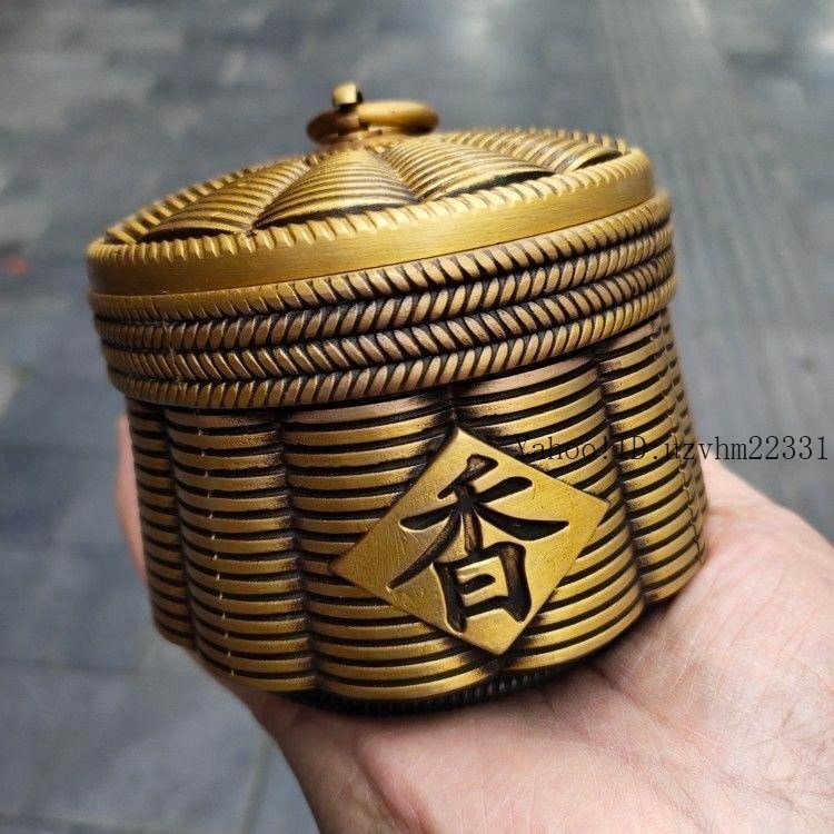 銅 細工 茶道具 お茶の缶です 銅製 工芸品 美術品 置物拍卖