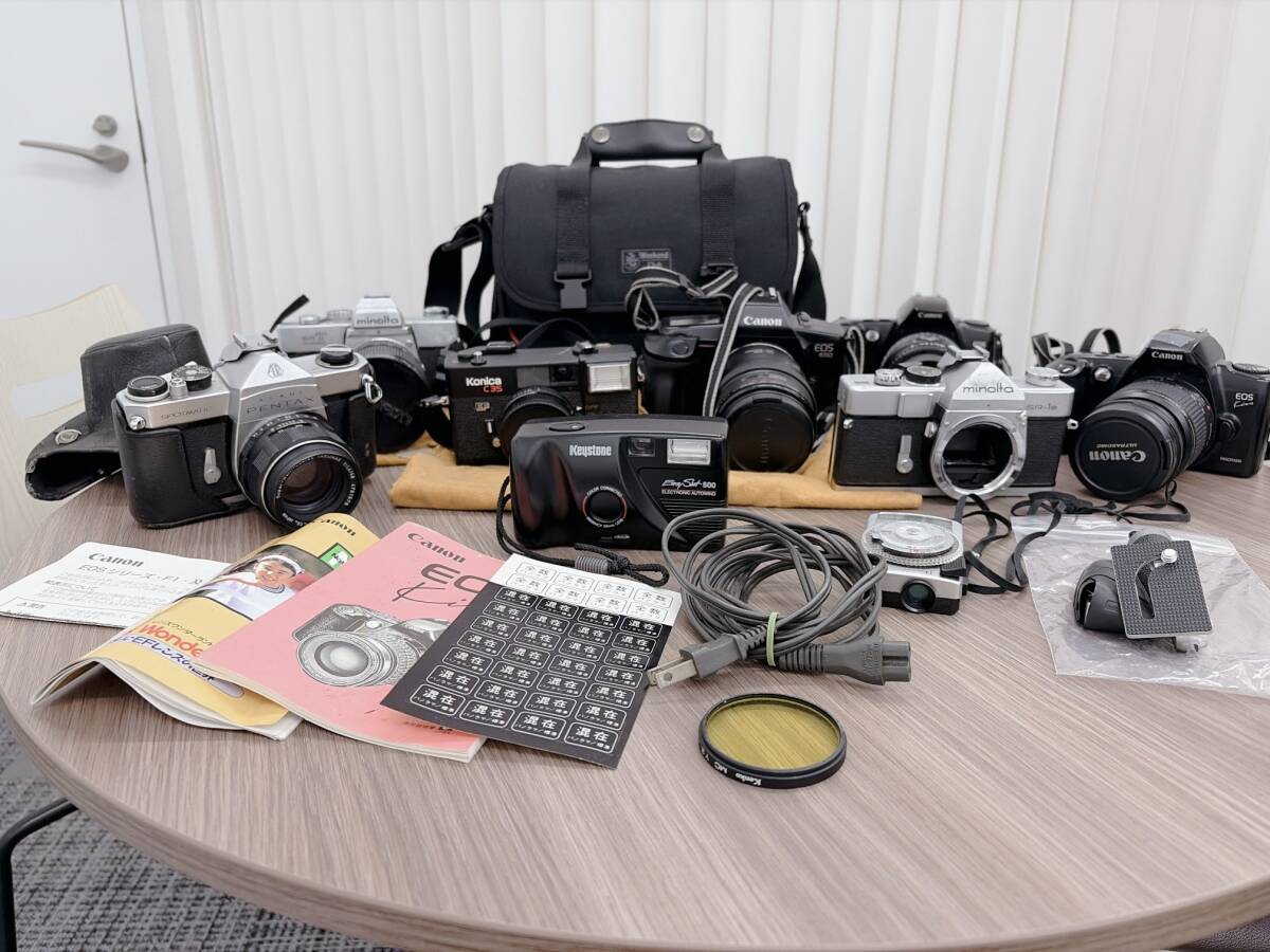 1028★カメラまとめ MINOLTA ミノルタ Canon キャノン フィルムカメラ 説明書 ケース他 8台 1円スタート ◇ 中古品 一眼レフ 動作未確認拍卖