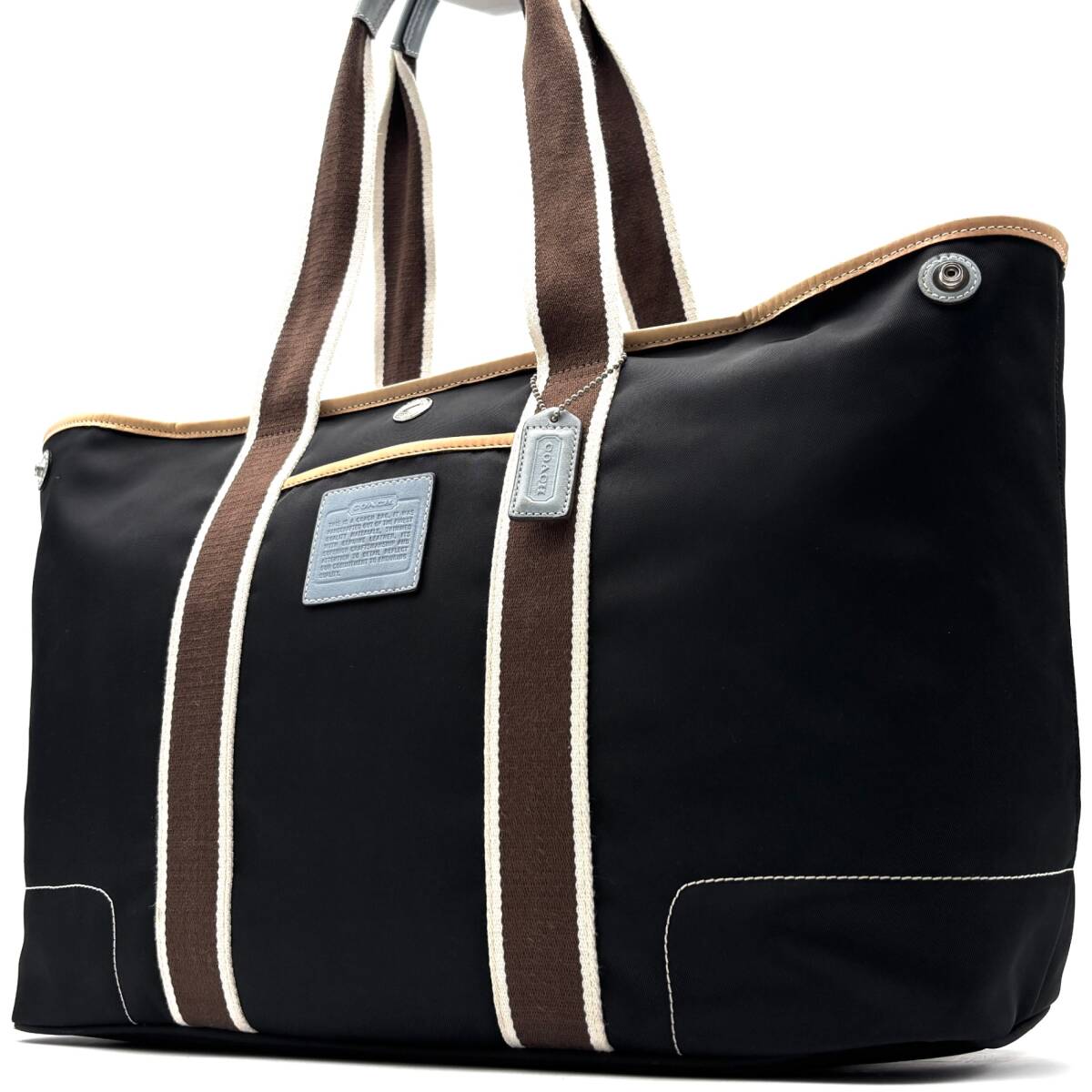 1円 美品 COACH コーチ ビジネスバッグ トートバッグ ウィークエンド 肩掛け A4 ショルダー シグネチャー 大容量 多収納 ブラック 黒拍卖