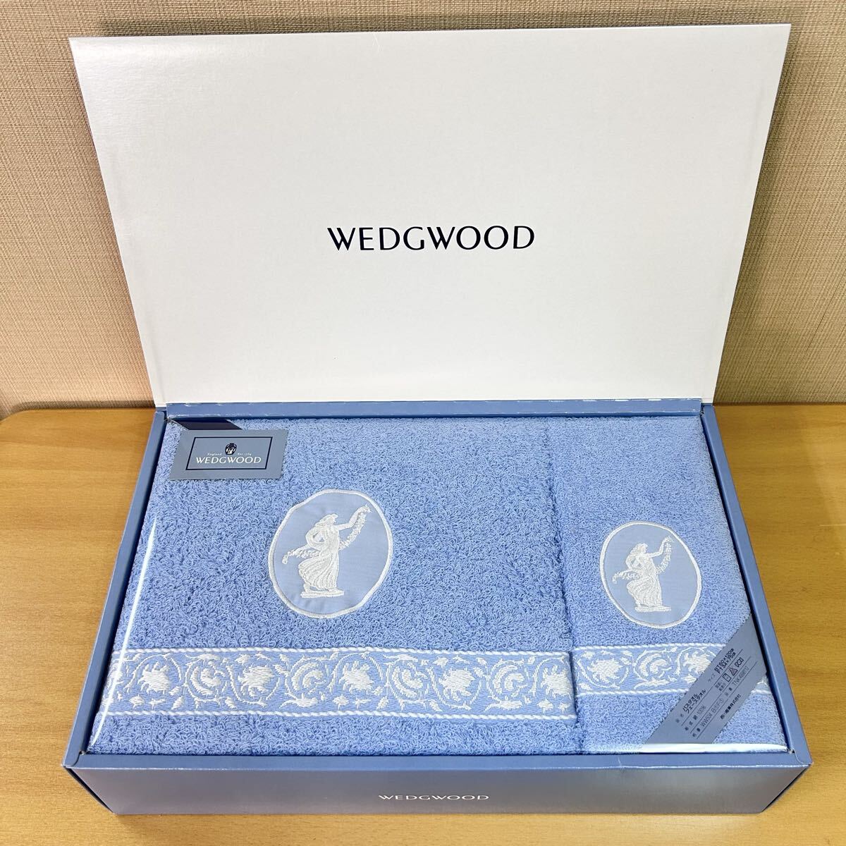 WEDGWOOD ウェッジウッド フェイスタオル バスタオル 西川産業 ブルー 綿100 タオルセット拍卖