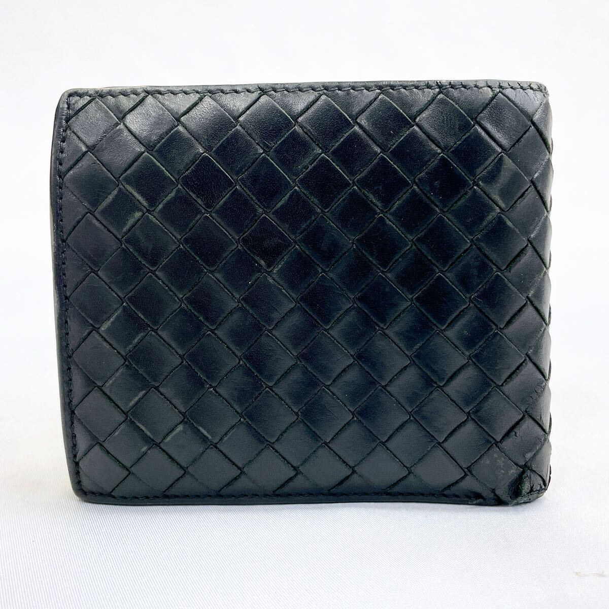05006 BOTTEGA VENETA ボッテガヴェネタ イントレチャート コンパクトウォレット 二つ折り財布 レザー 本革 ミニ財布 ブラック拍卖