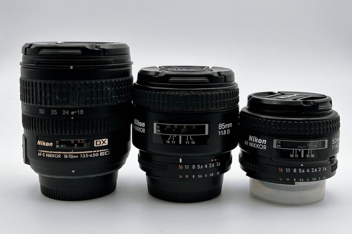 1円 Nikon ニコン レンズ3個セット AF-S DX Zoom-Nikkor ED 18-70mm F3.5-4.5G IF AF NIKKOR 85mm f/1.8D AF NIKKOR 50mm f/1.4D拍卖